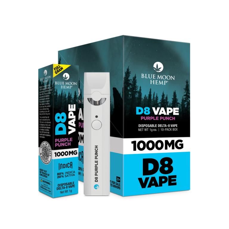Delta 8 Disposable Vape Purple Punch 10Pack Blue Moon Hemp Wholesale