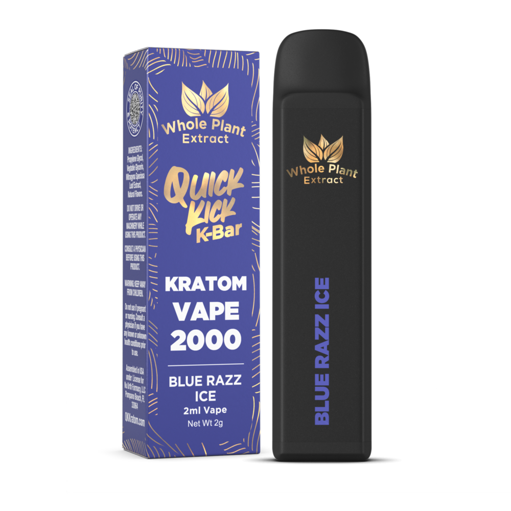 QK Kratom 2G Disposable Vape Blue Razz Ice | Blue Moon Hemp Wholesale