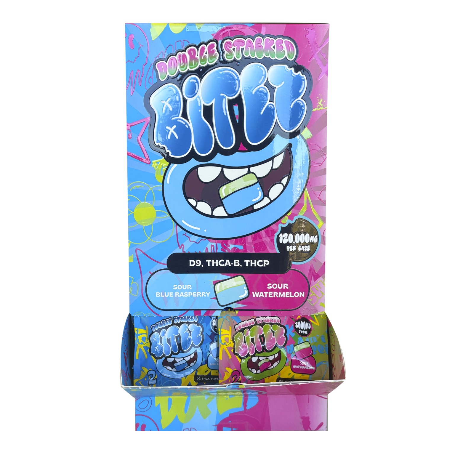 Trippy Sugar - 2ct Bitez - Sour Blue Razz / Sour Watermelon - 60ct ...